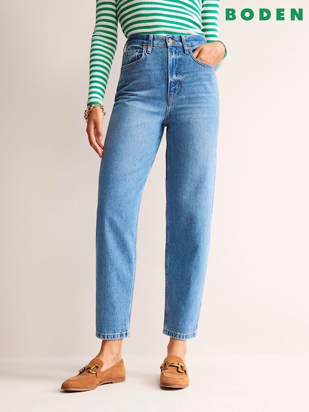 Boden Blue High Rise Tapered 100% Cotton Jeans (D87410) | €54