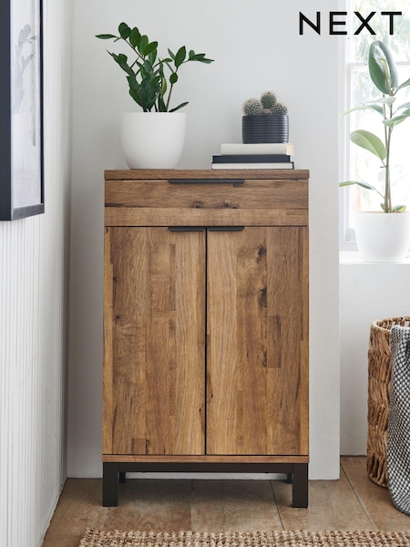 Dark Bronx Oak Effect Slim Sideboard (D87477) | €245