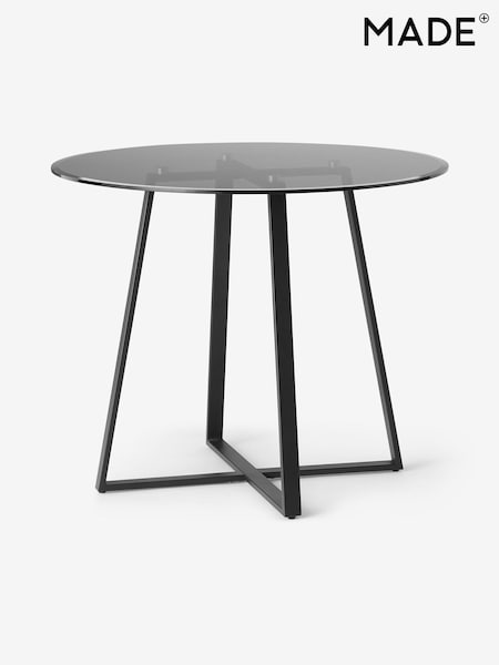 MADE.COM Black Smoked Glass Haku 2 Seater Round Dining Table (D87791) | €415