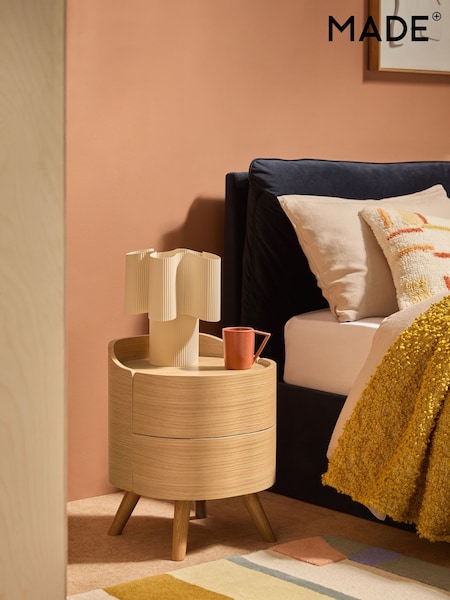 MADE.COM Oak Odie 2 Drawer Bedside Table (D87800) | €567