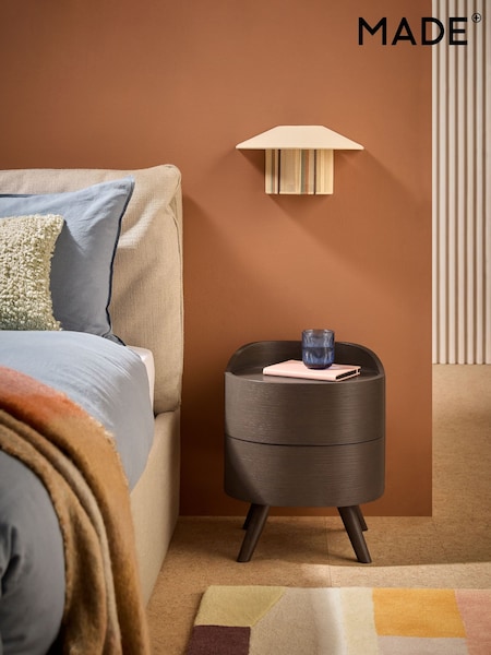 MADE.COM Dark Stain Oak Odie 2 Drawer Bedside Table (D87818) | €567