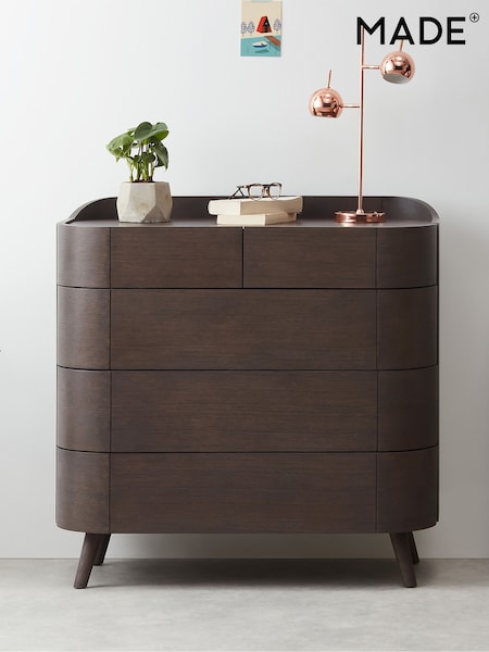 MADE.COM Dark Stain Oak Odie 5 Drawer Chest of Drawers (D87847) | €1,385