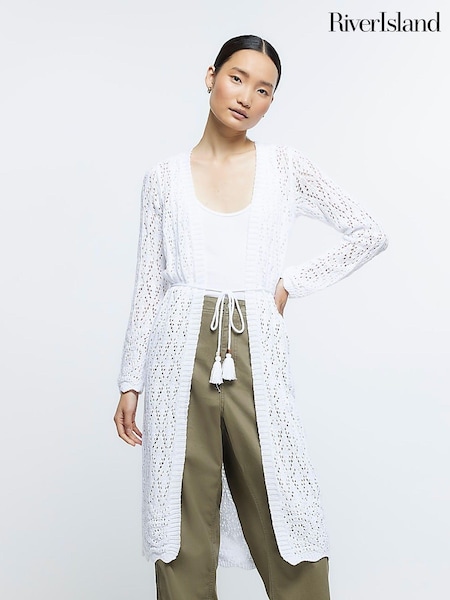 River Island Maxi Crochet White Cardigan (D87880) | € 32