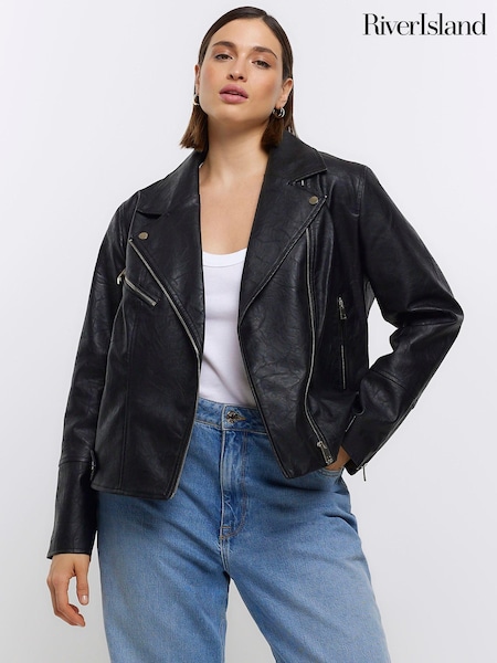 River Island Black Plus Faux Leather Biker Jacket (D87904) | € 23