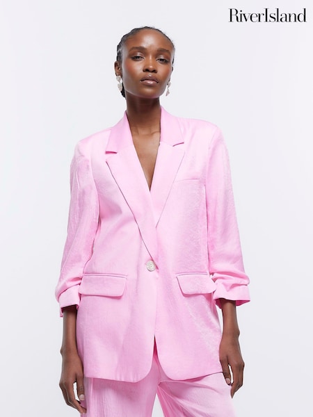 River Island Pink Ruched Sleeve Soft Blazer (D87960) | €20