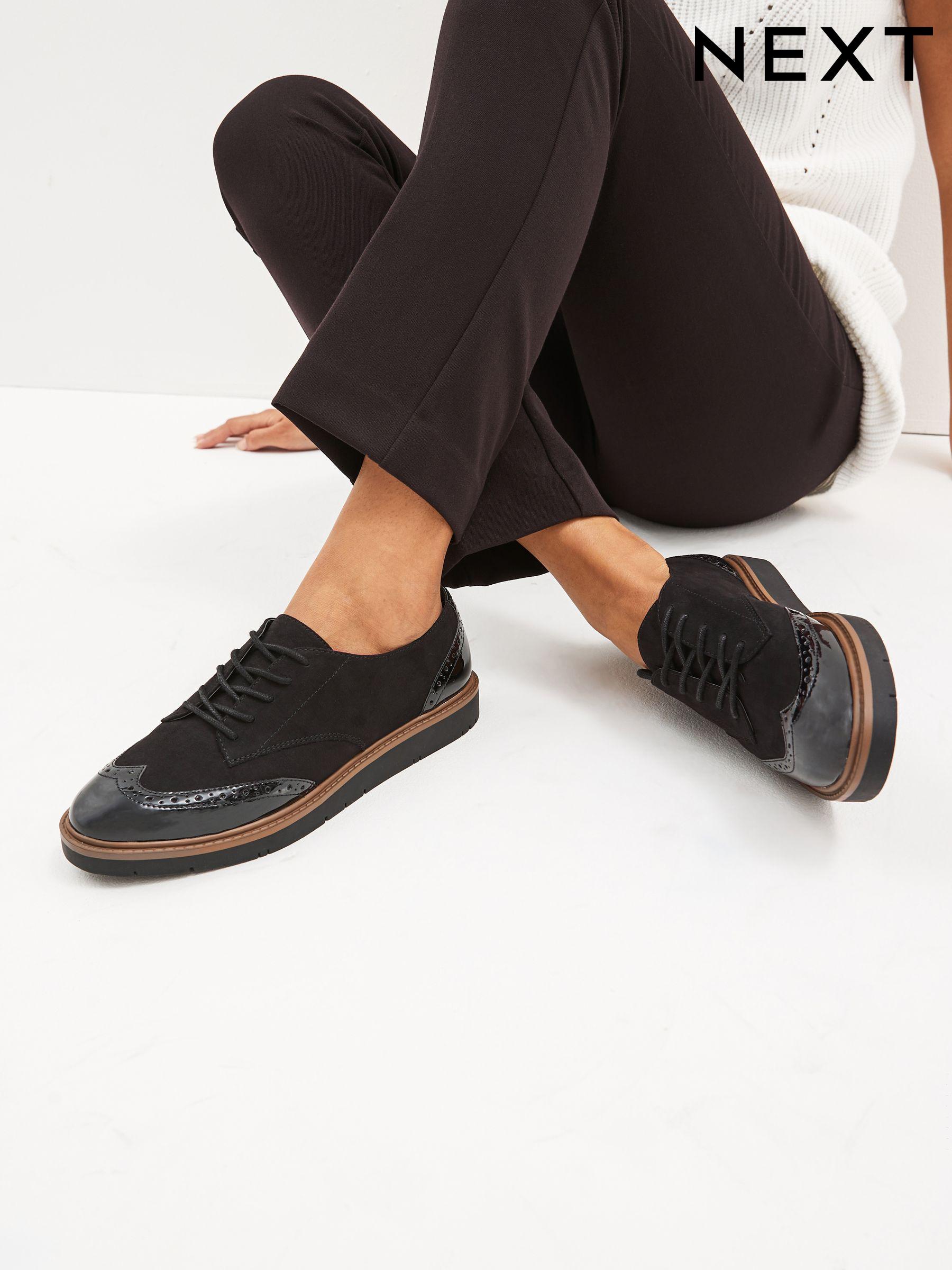 Black X Wide Flat Workwear Shoes Next Luxembourg