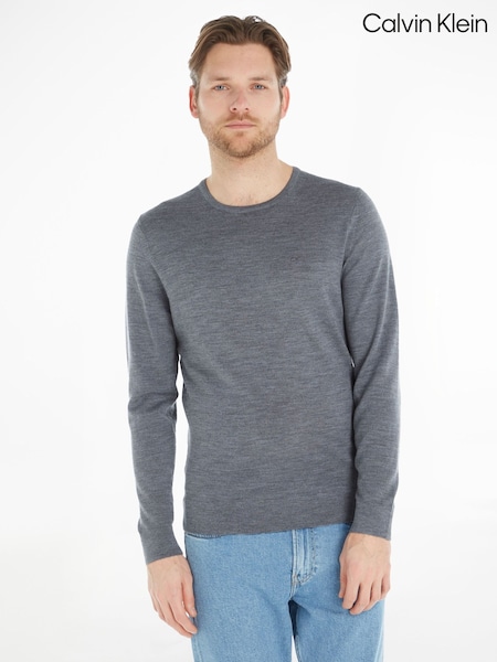 Calvin Klein Grey Superior Wool Crew Neck Sweater (D88075) | R$ 1,185