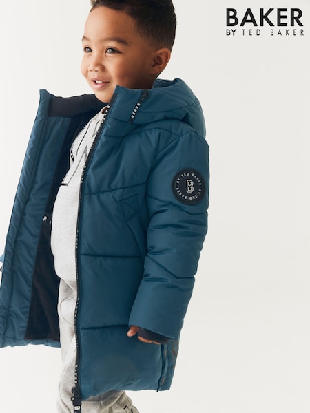 Baker by Ted Baker Blue Shower Resistant Longline Padded Coat (D88595) | 62 € - 64 €