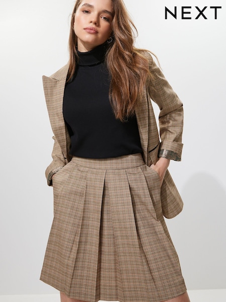 Brown Sparkle Check Mini Skirt (D88866) | €18