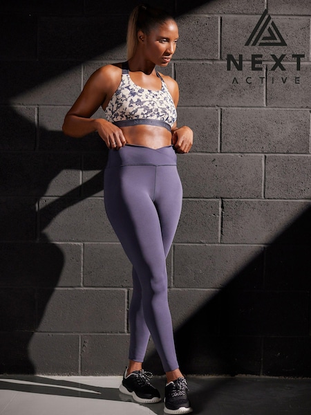 Navy Blue Active Studio Sports Wrap Front High Waist Full Length Leggings (D88881) | €6