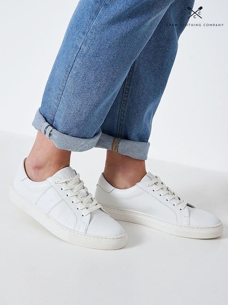 Crew Clothing White Gigi Leather Trainers (D89450) | R$ 740