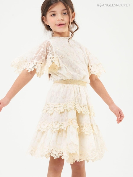 Angel & Rocket Cream Annabelle Mesh Lace Embroidered Top (D89574) | €17.50 - €21.50