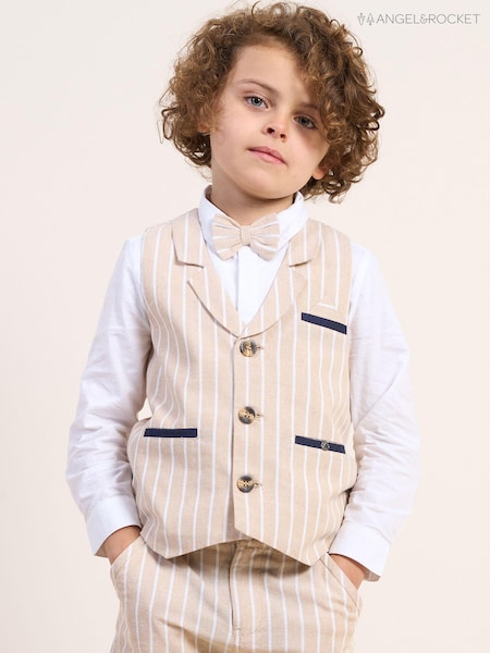 Angel & Rocket Natural Clayton Linen Stripe Waistcoat (D89584) | €21.50 - €27