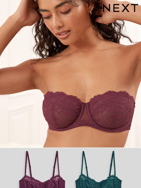 Plum Purple/Green Non Pad Strapless Bras 2 Pack (D89670) | €14.50