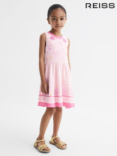 Reiss Pink Mara 9-12 yrs Sleeveless Floral Print Dress (D89717) | AED605
