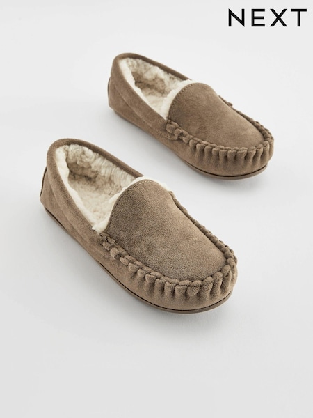 Natural Faux Fur Lined Moccasin Slippers (D89825) | € 4 - € 5