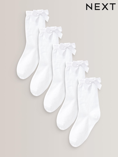 Blanco - 5 Pack Cotton Rich Bow Ankle School Socks (D89962) | 10 € - 13 €
