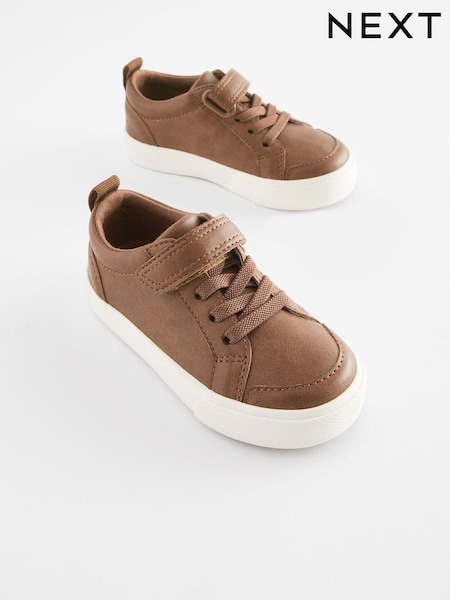 Tan Brown Standard Fit (F) Touch Fastening Elastic Lace Shoes (D89979) | € 4 - € 5