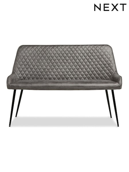 Monza Faux Leather Dark Grey Hamilton Quilted Dining Bench (D90379) | €405