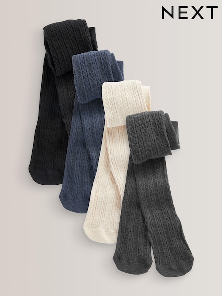 Črna/oglja siva/mornarsko modra/Cream - Cotton Rich Cable TIghts 4 Pack (D90393) | € 19 - € 27