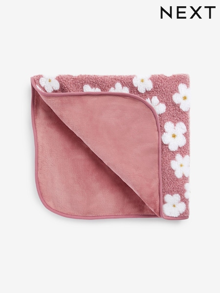 Pink Flower Fleece Baby Blanket (D90433) | AED45