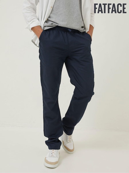 FatFace Blue Straight Cotton Linen Trousers (D90564) | €34