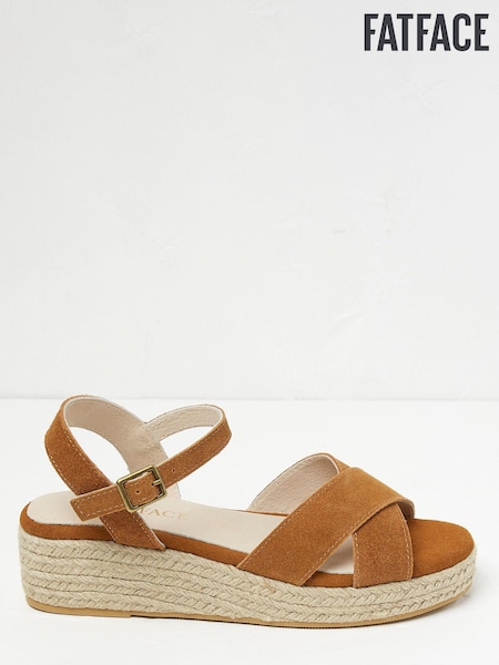 FatFace Brown Crossover Mini Wedge Sandals (D90583) | €34