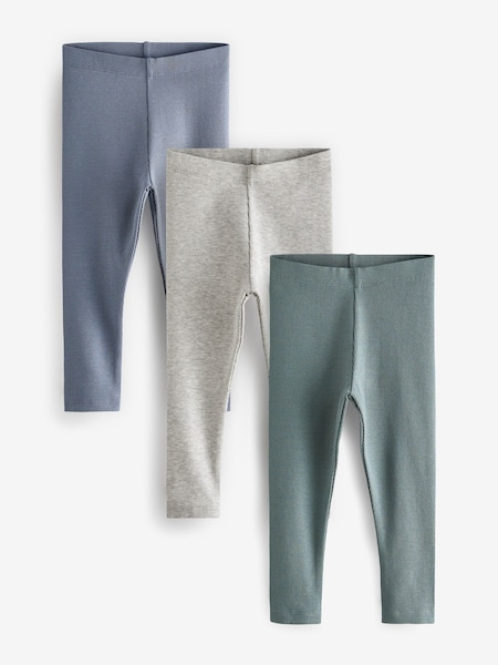 Blue/Grey Marl Ribbed Leggings 3 Pack (3mths-7yrs) (D91224) | €15 - €19