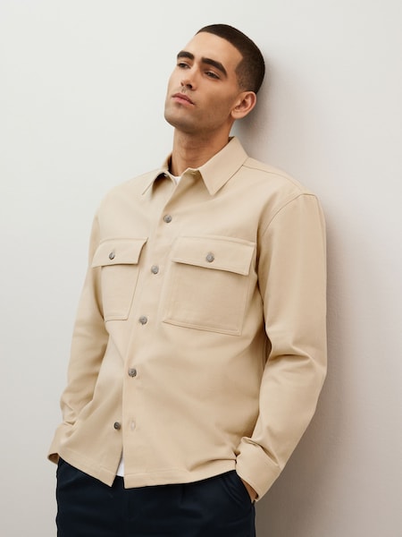 Stone Twin Pocket Cotton Shacket Overshirt (D91322) | €10