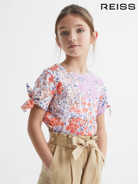 Reiss Pink Tally Junior Printed Cotton T-Shirt (D91339) | €27