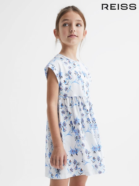 أزرق طباعة - Reiss Dahlia Floral Print Jersey Dress (D91346) | ‏252 د.إ.‏