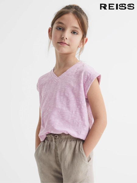 Reiss Lilac Freddie Junior Jersey V Neck T-Shirt (D91458) | €5