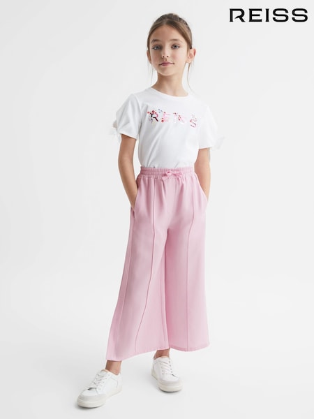 Reiss Pink Sienna Wide Leg Side Slip Drawstring Trousers (D91467) | AED374