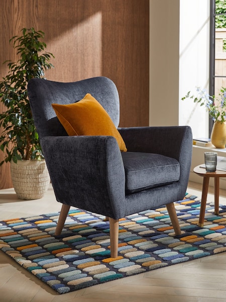 Plush Chenille Slate Blue Wilson II Highback Armchair (D91498) | €200