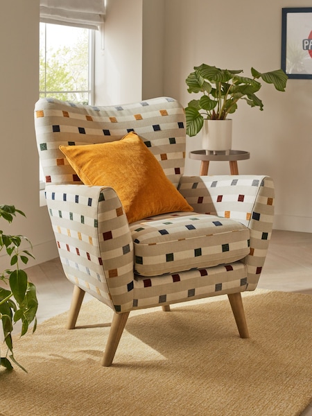 Chunky Stripe Geo Natural Wilson II Highback Armchair (D91501) | €430
