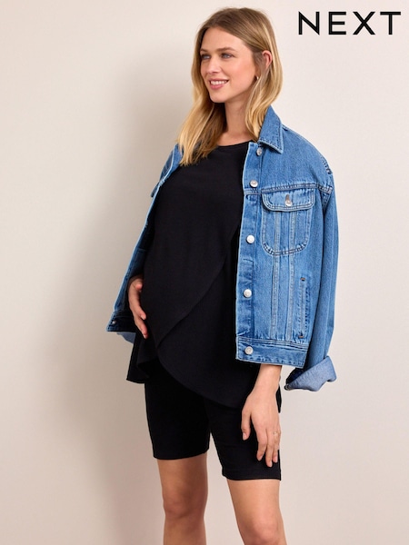 Black Maternity Ribbed Cycling Shorts (D91690) | €9