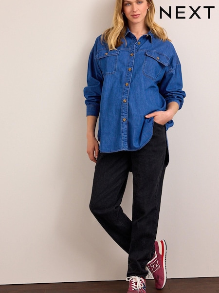 Washed Black Maternity Mom Fit Jeans (D91702) | €8 - €9