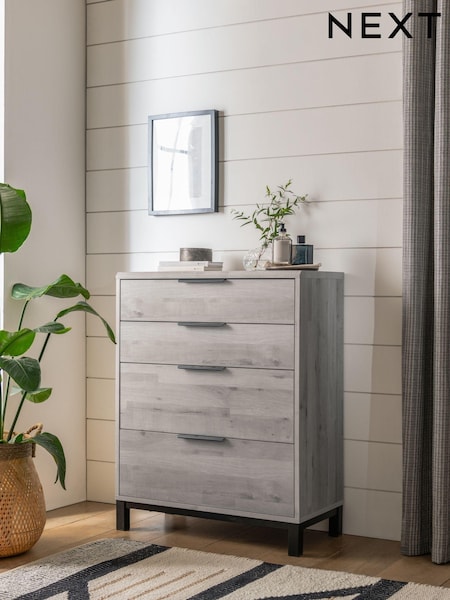 Grey Bronx Oak Effect 4 Drawer Chest of Drawers (D91719) | €430