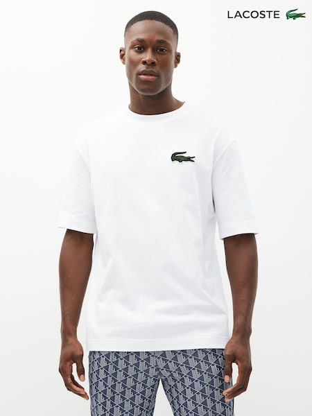 Lacoste Large Cotton Croc Effect Logo Heavy 100% Cotton T-Shirt (D92362) | €40