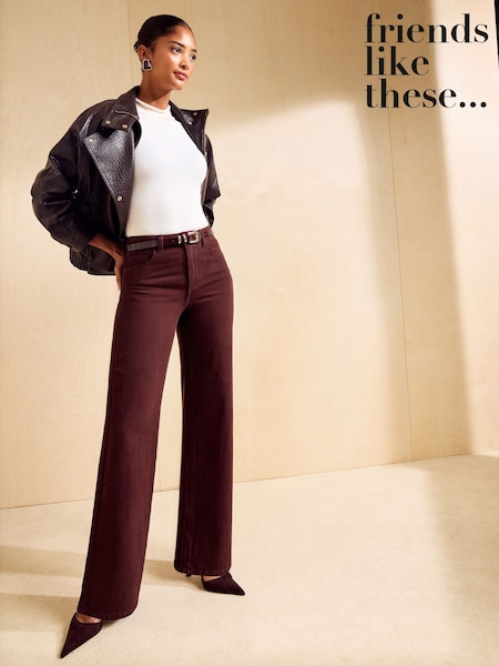 Burgundy Red - Friends Like These Everyday Wide Leg Jeans