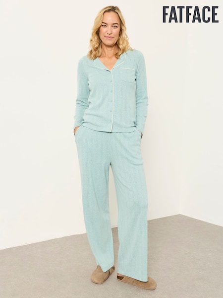 Verde claro - Fatface Pointelle Long Sleeve Pyjama Shirt