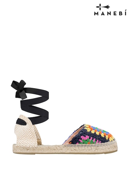 Manebi Natural Lace-Up Crochet Yucatán Espadrilles (D93205) | €80