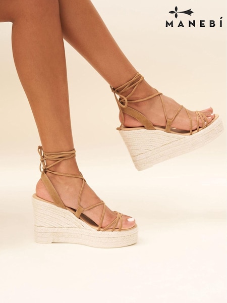 Manebi Light Natural Suede AR studio MNB Espadrille Wedges (D93219) | €121