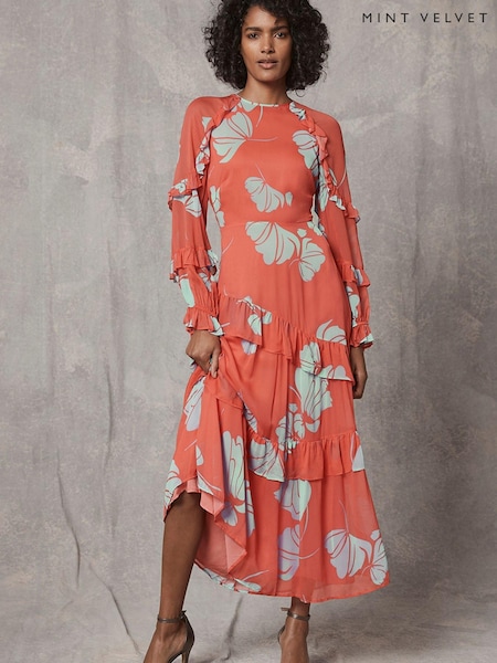 Mint Velvet Red Arabella Ruffle Maxi Dress (D93351) | €83