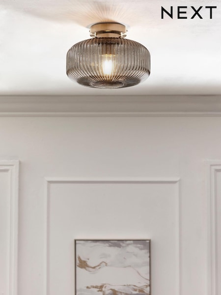 Smoke Grey Lexington 1 Light Flush Fitting Ceiling Light (D93667) | €79