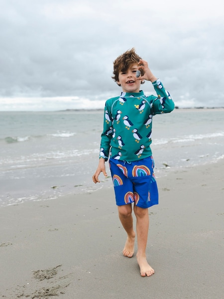 Muddy Puddles Orange Nature Print Recycled UV Protective Swim Shorts (D94331) | €11