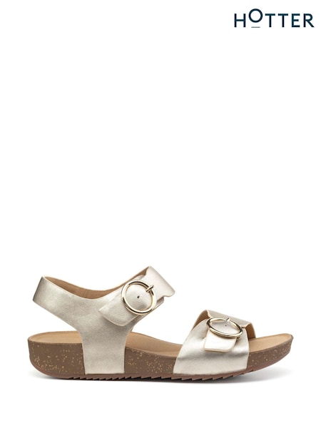 Hotter Gold Wide Fit Tourist Buckle Sandals (D95272) | €101