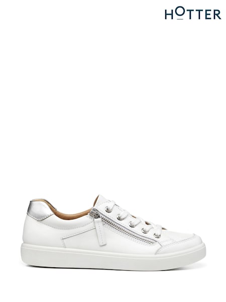 Hotter White Extra Wide Fit Chase II Lace up / Zip Trainers (D95430) | €113