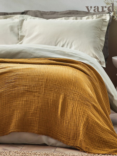 Yard Cumin Yellow Lark 4 Layer Muslin Crinkle 100% Cotton Throw (D95624) | €48