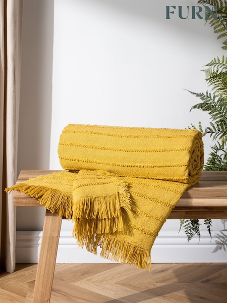 furn. Pomelo Yellow Hazie Linear Woven Fringed Throw (D95659) | €29